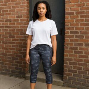 Athleta Printed Leggings Gray Black Size L Women’s Activewear